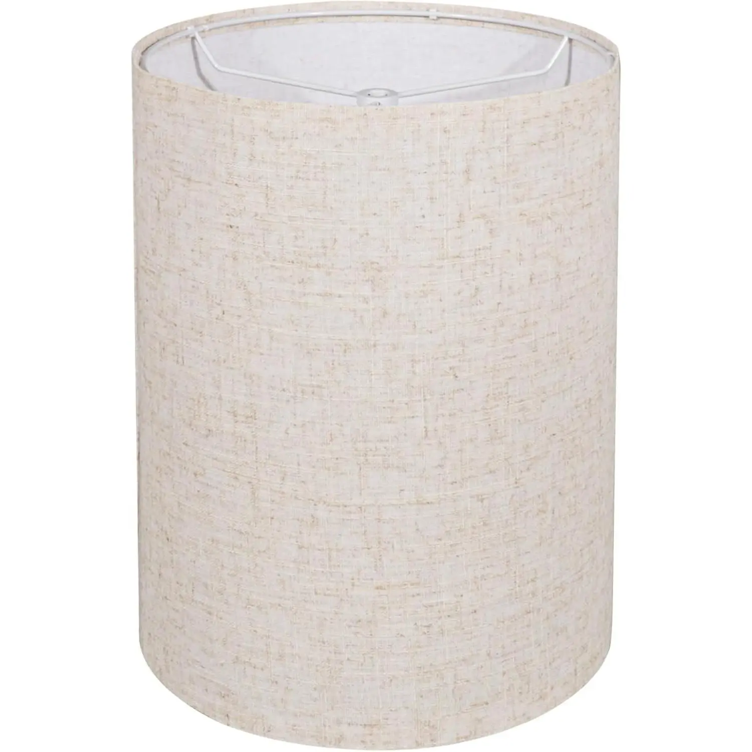 Tall Drum Lampshade for Table Lamps and Floor Lamps, 10" Top X 10" Bottom X 13" High, Beige Large Line Fabric Cloth Lampshade, Easy Assembly