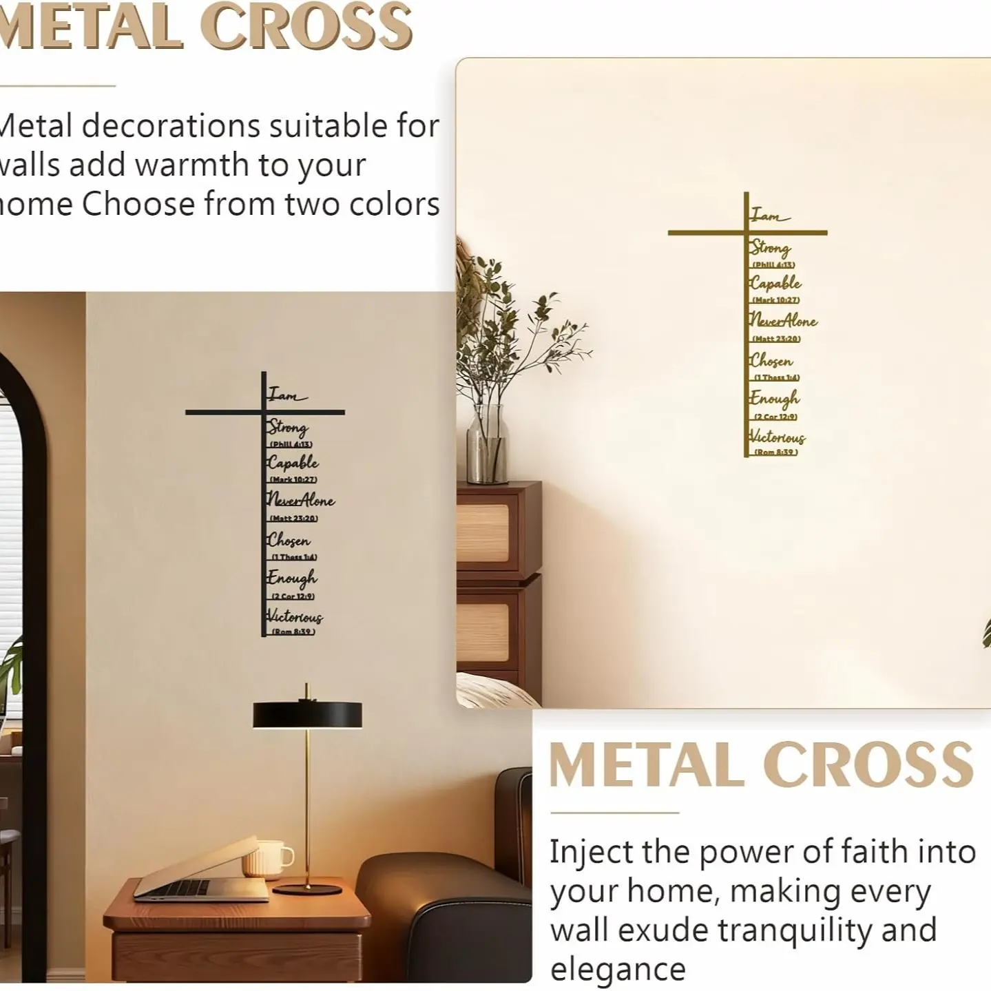 15 Inch Large Metal Cross Wall Art With Scripture Christian Wall Hanging Decor Jesus Ornament For Home Church Inspirational Religious Gift For Christians