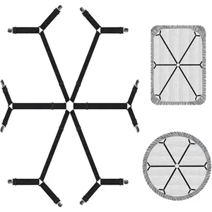 18ACTIVEKITSheet Fasteners, Adjustable Elastic Bed Sheet Holder Straps for Full,Queen,King Twin Bed,6 Way Cross Sheet Clips Suspenders Band,Fitted Round and Square Mattresses