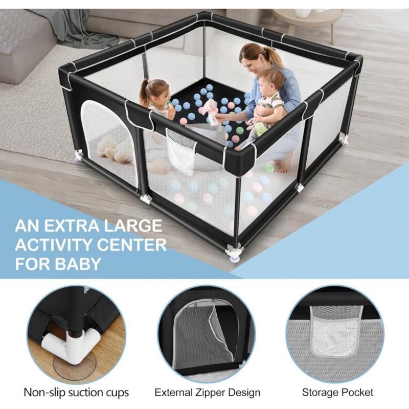 Baby Playpen with Walking Pull Ring, Storage Bag, Indoor and Outdoor Playard, Play Pens for Kid Activity Center, Sturdy Safety Baby Fence with Breathable Mesh for Toddler playpen