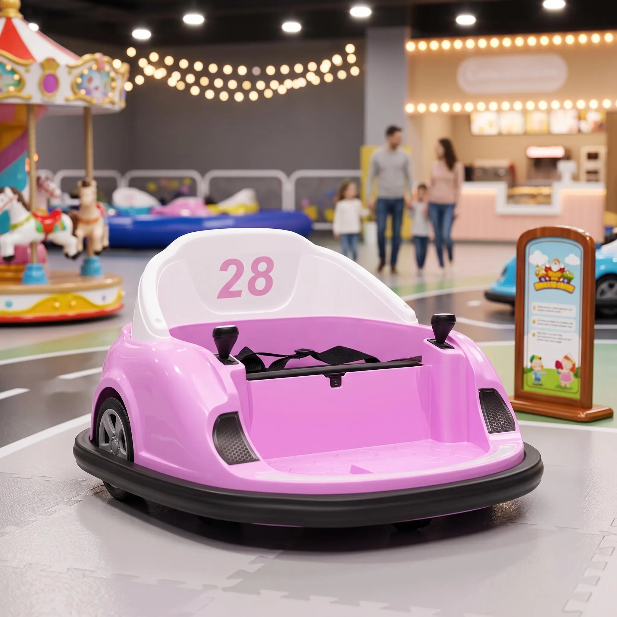 【IdealHouse】12V Unisex Kids Electric Bumper Car, 360-Degree Spin, 2.4G Remote Control, LED Lights, Built-in Music, Battery Display, Safe Ride-On Toy, Perfect Children's Gift