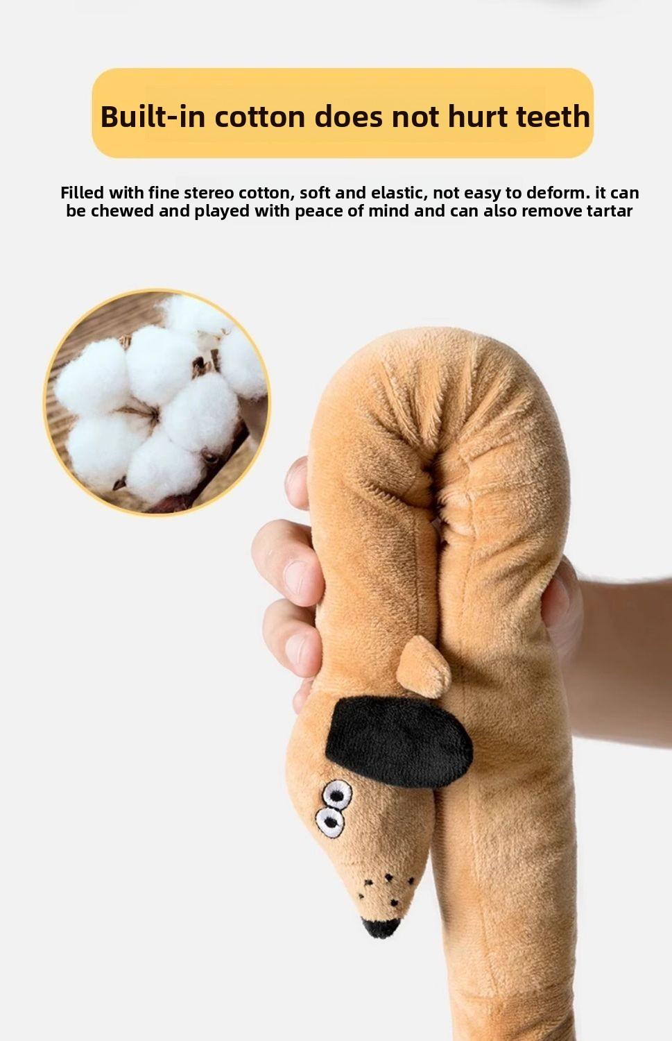 Sausage Dog Pet Toy, Squeaky Plush, Long Design, Companion & Boredom Relief, Warm Cuddle Doll for Dogs & Cats Outdoor