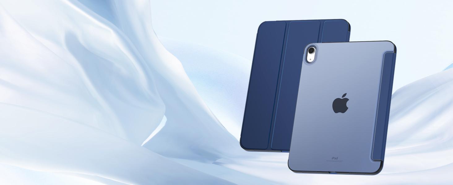 iPad (A16) 11th Generation Case 11 Inch 2025, iPad 10th Generation Case 10.9 Inch 2022, Slim Stand Hard PC Translucent Back Shell Smart Cover, Support Touch ID, Auto Wake/Sleep, Navy Blue