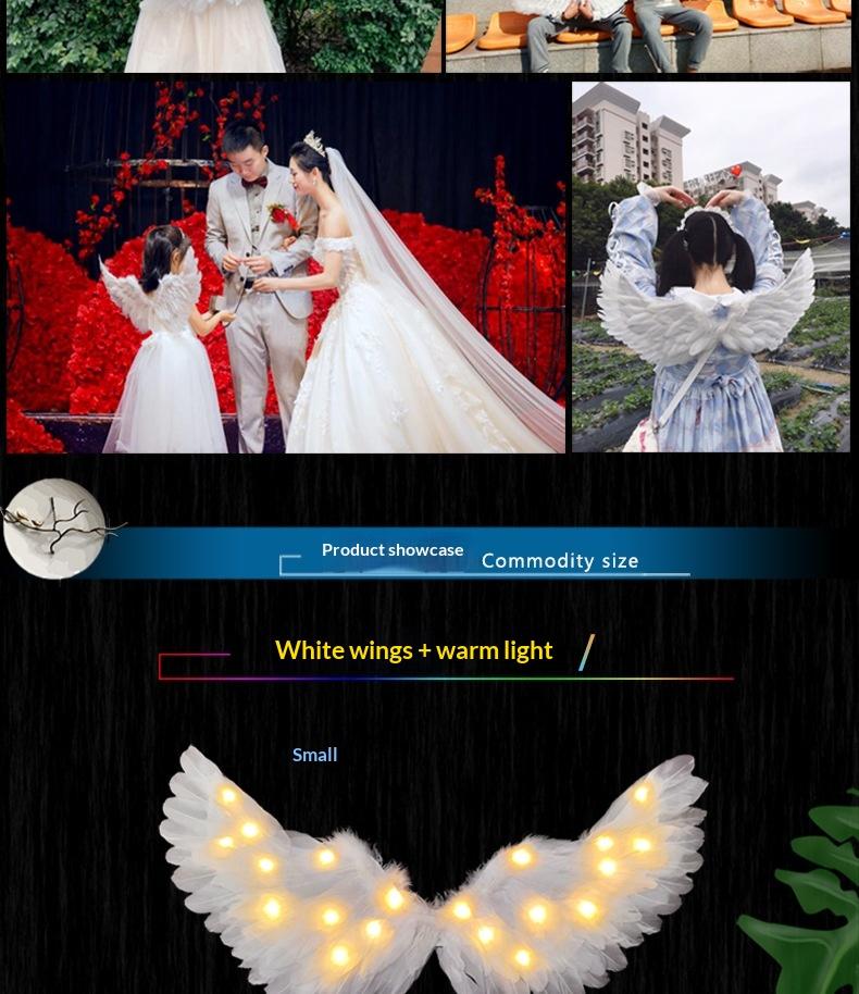 LED Light Source Glowing Feather Wings for Adults & Children Performance Props with Three-speed Switch Colorful Lighting & Built-in Battery