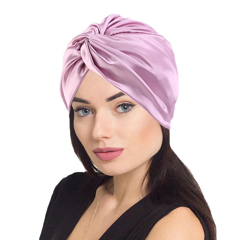 Fashion Satin Double Layer Sleep Cap, Cross Twist Shower Cap, Beauty Head Wrap