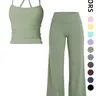【Black Friday】Women's Two-Piece Set Tank Top and High-Waisted Wide-Leg Pants, Breathable for Sports, Yoga, Gym and Running, Summer Fitness Wear, Matching Gym Set, Athletic Clothing Set
