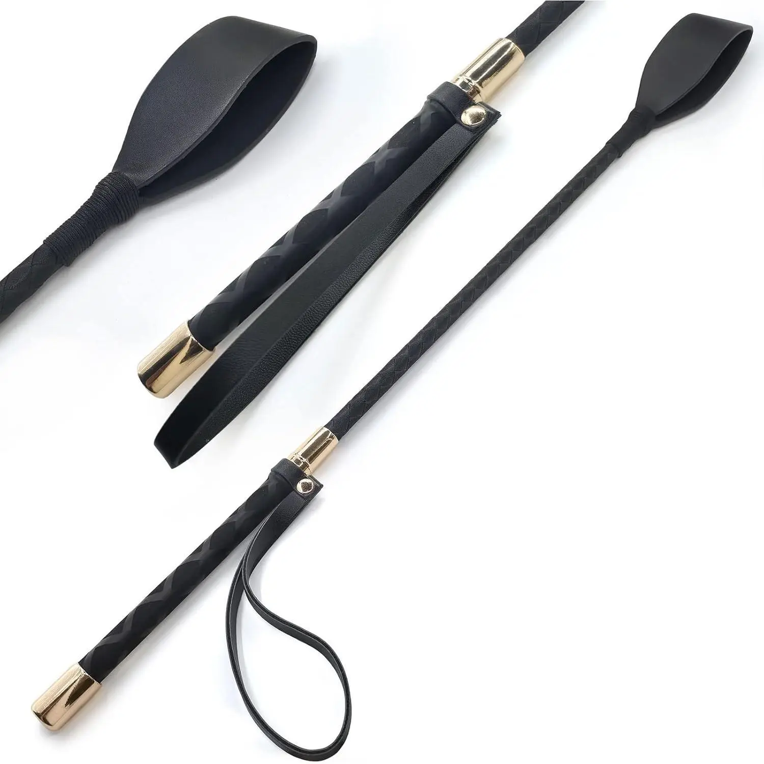 18" Riding Crop English Whip with Wrist Strap, Horse Whip Jump Bat Equestrianism Horse Crop for Training, Tournament, Shows - Double Slapper