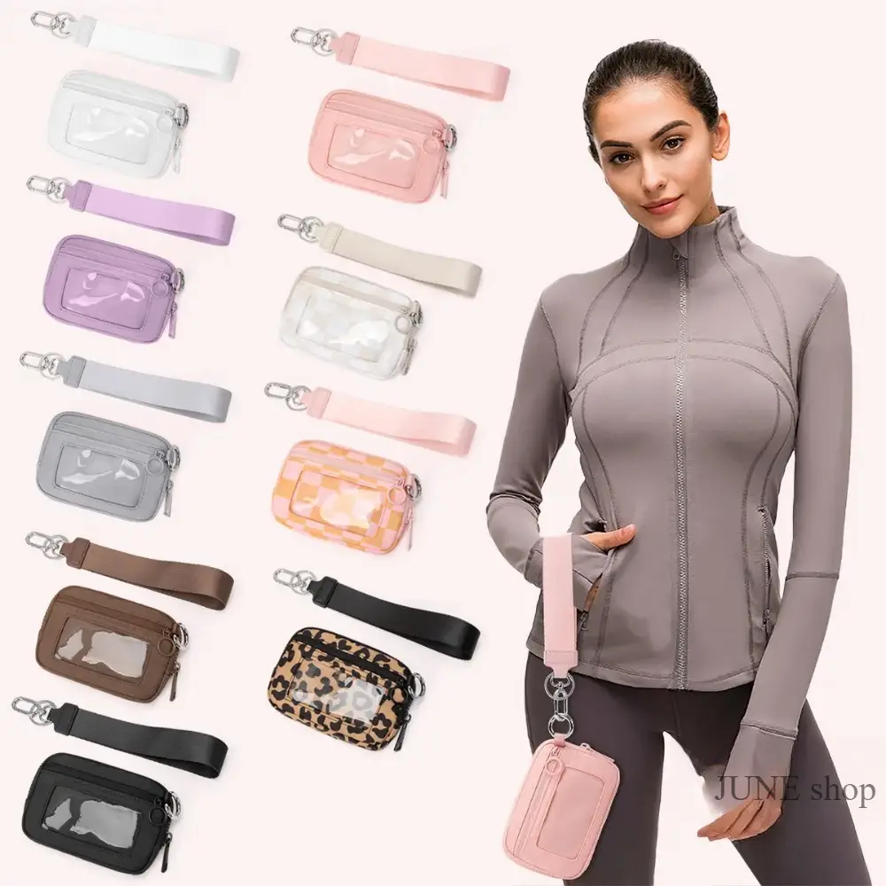Women's Mini Sport Wristlet Wallet, Waterproof Multi‑Function Zip Card Holder With Detachable Strap And ID Window, Sport‑Ready Versatile Pouch For Travel And Running Activities