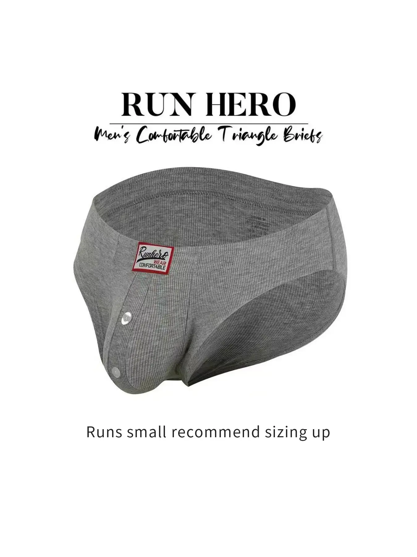 1Pc Men Low Rise Thread Fabric Briefs, Fake Button U Convex Pouch, Solid Comfy Athletic Sport Underwear for Gym Sports Daily Loungewear