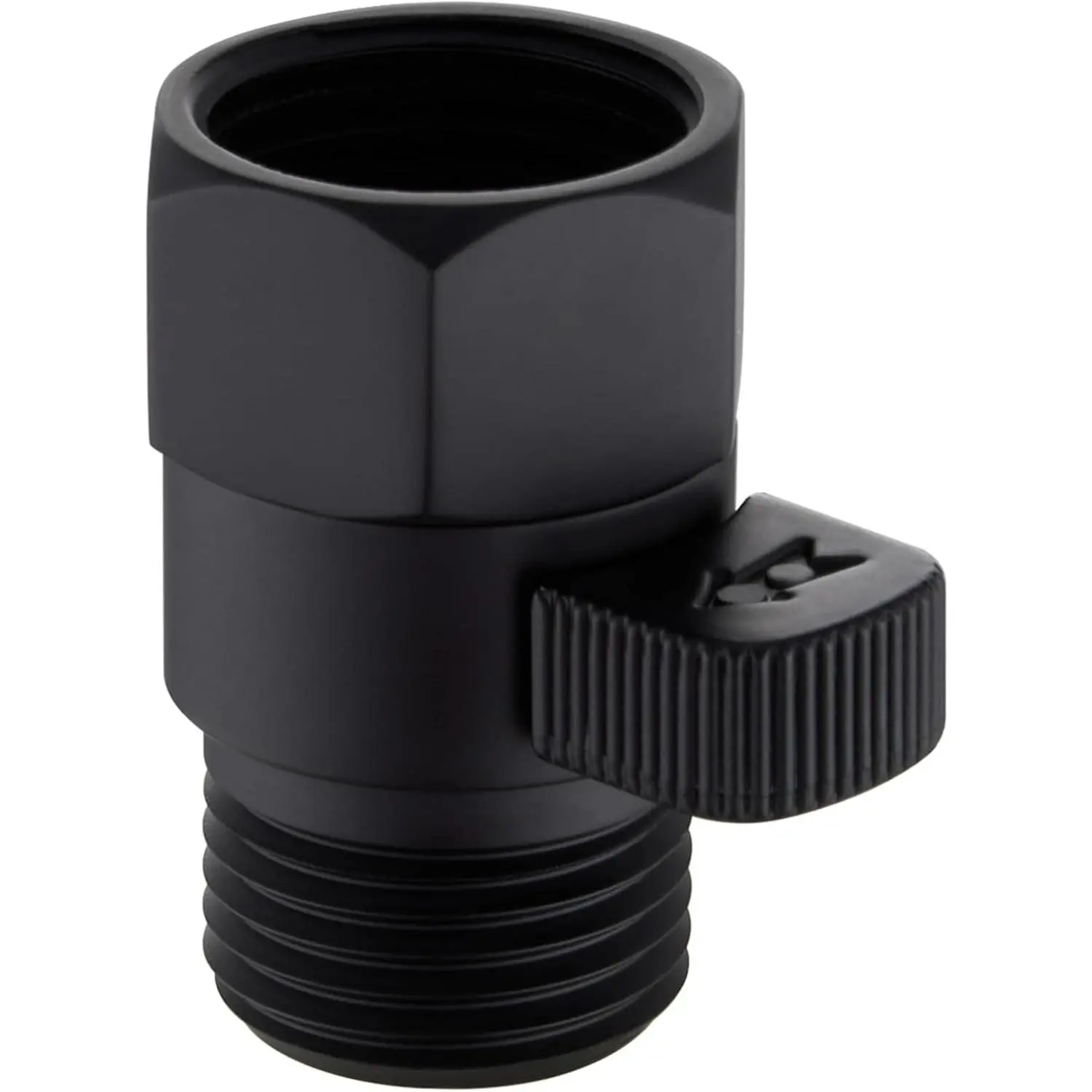 Shower Valve, Water Flow Control Shut Off Valve, Matte Black | Brass Water Volume Restrictor with 1/2" IPS Thread,  Reducer for Handheld Shower RV Hose Bidet Sprayer