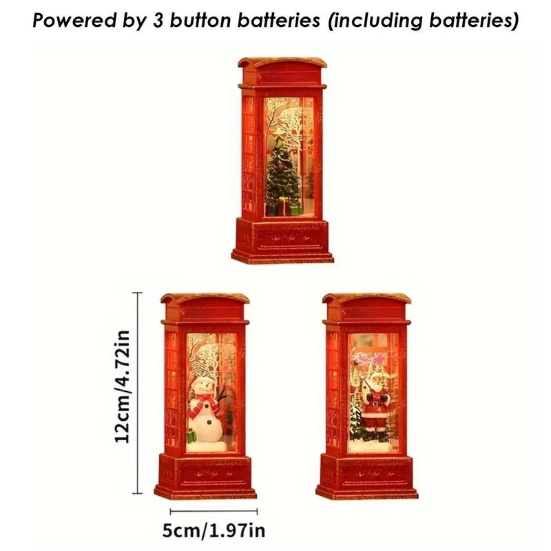 Battery Powered Phone Booth Decoration, 3 Counts/set LED Light Phone Booth Ornament, Decorative Light for Home Party Festival, Battery Included, Christmas Tree