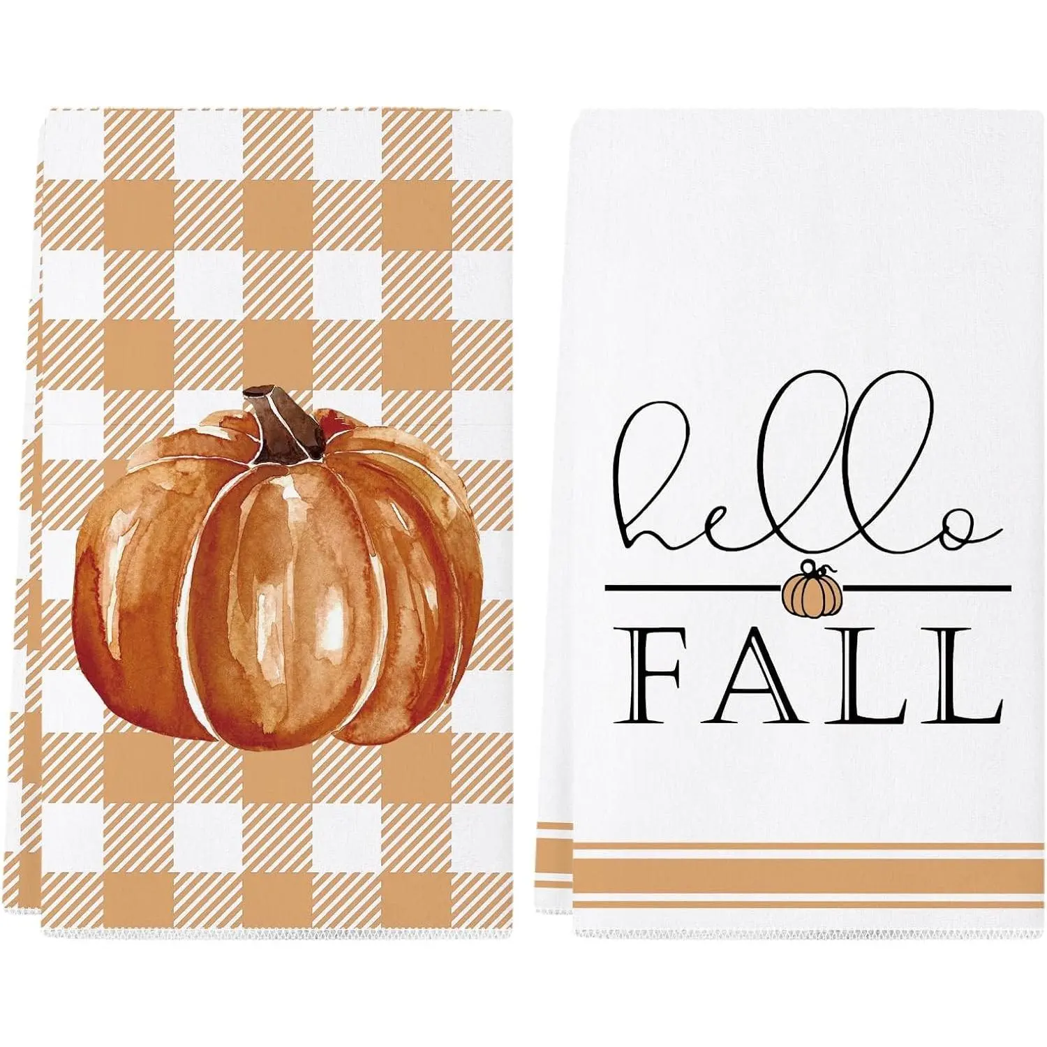 Fall 18x26 Inch Kitchen Towels Set of 2, Autumn Thanksgiving Themed Absorbent Decorative Towels for Kitchen Decoration