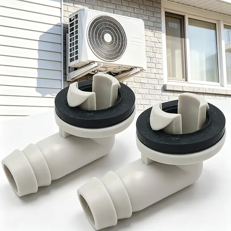 2pcs Plastic Air Conditioner Drain Connector - 90-Degree Bend Elbow Shape Drain Fitting for AC & Split Units, No Battery Included