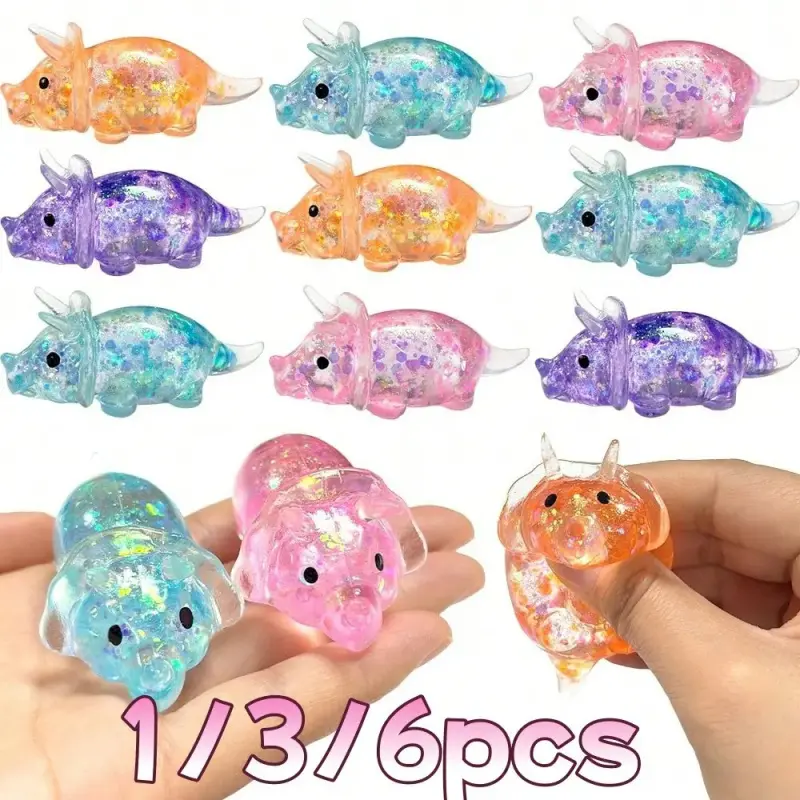 Triceratops-shaped Squeeze Toy Fidget Toys for Anxiety Relief & Stress Reduction Portable Relaxation Gadgets EyeCatching Transparent Design Slow-Rising Squeeze Balls EssentiaStress Relievers for the Office or School, Squishy Stress Balls Gift