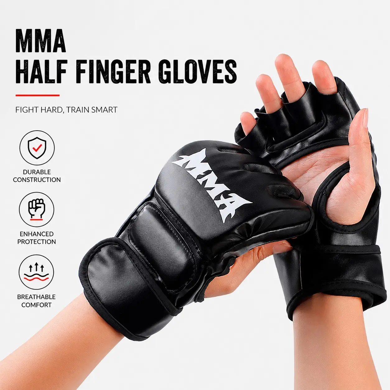 1Pair Fingerless Boxing Gloves Punching Gloves Adjustable Adult, Ideal for Beginners and Advanced Users, Sandbag Training, Mma, Muay Thai, Fitness, Durable and Comfortable