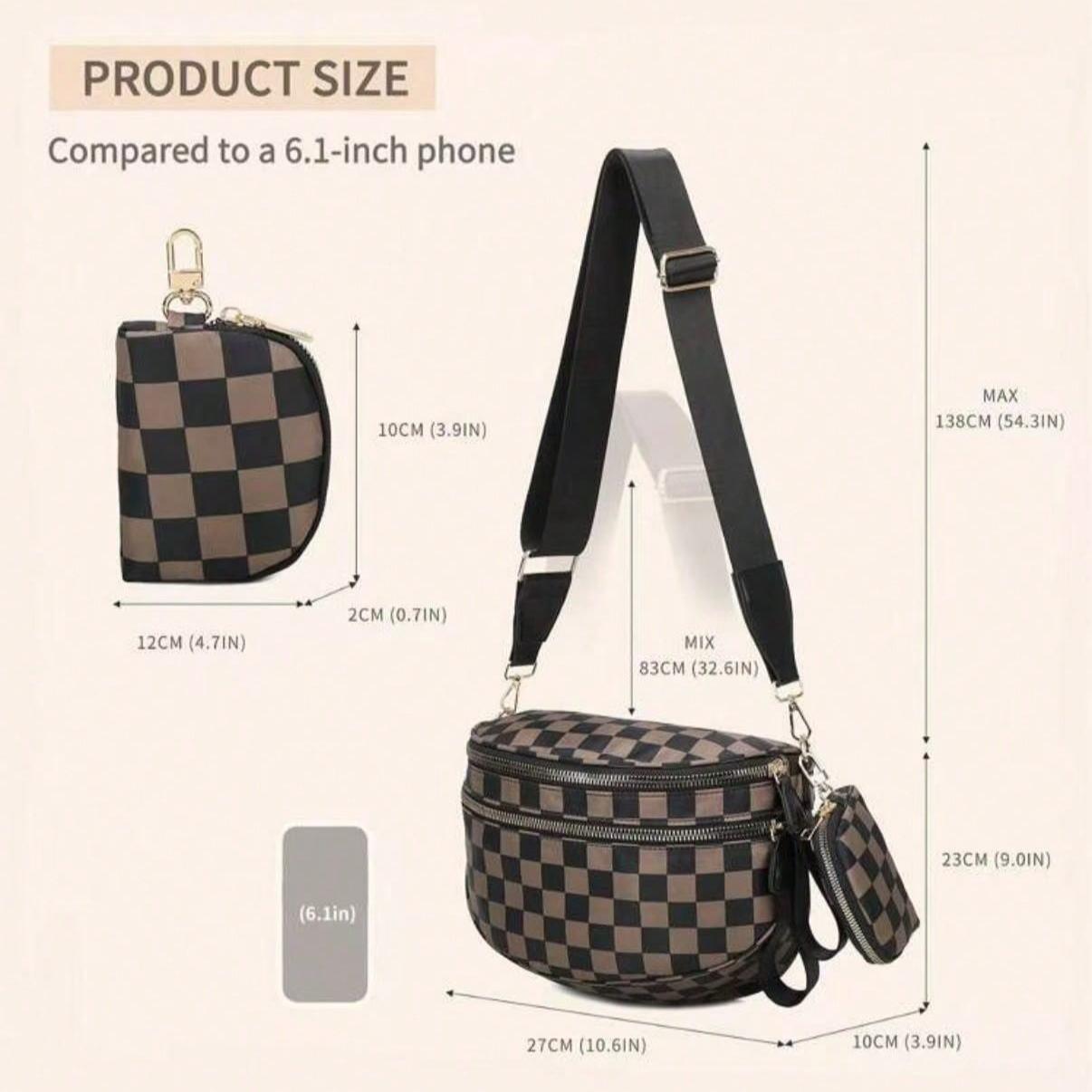 Fashion Plaid Pattern Shoulder Bag With Coin Purse, Large Capacity Handbag, Versatile Lightweight Crossbody Bag with Ajustable Breit Strap for Women