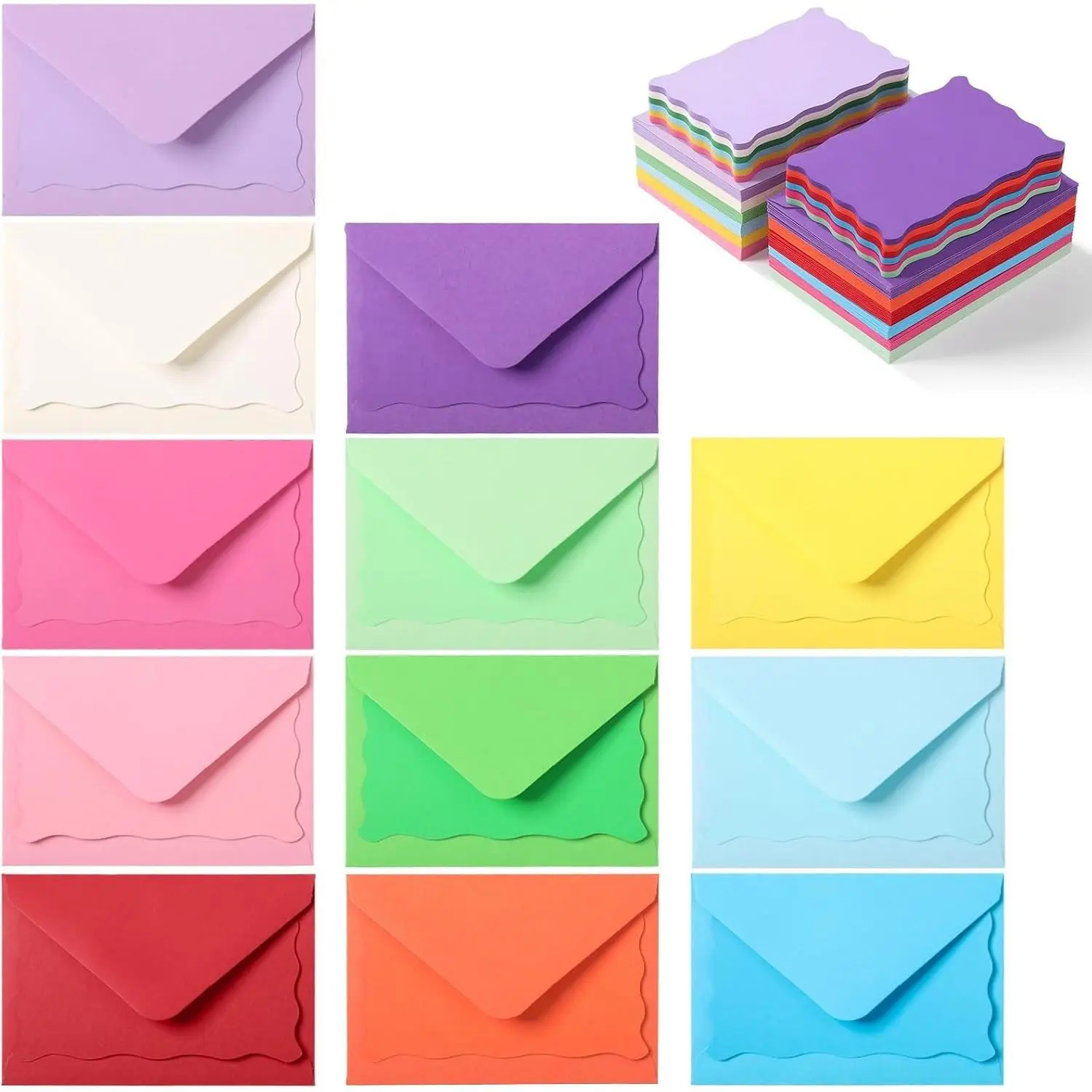 120 Pack Mini Envelopes with Cards, Small Envelopes with Blank Cards | 4 x 2.7 In, 12 Colors, for Wedding, Thank You Notes, Gift Messages, DIY Crafts, Business and Prayer Board Supplies
