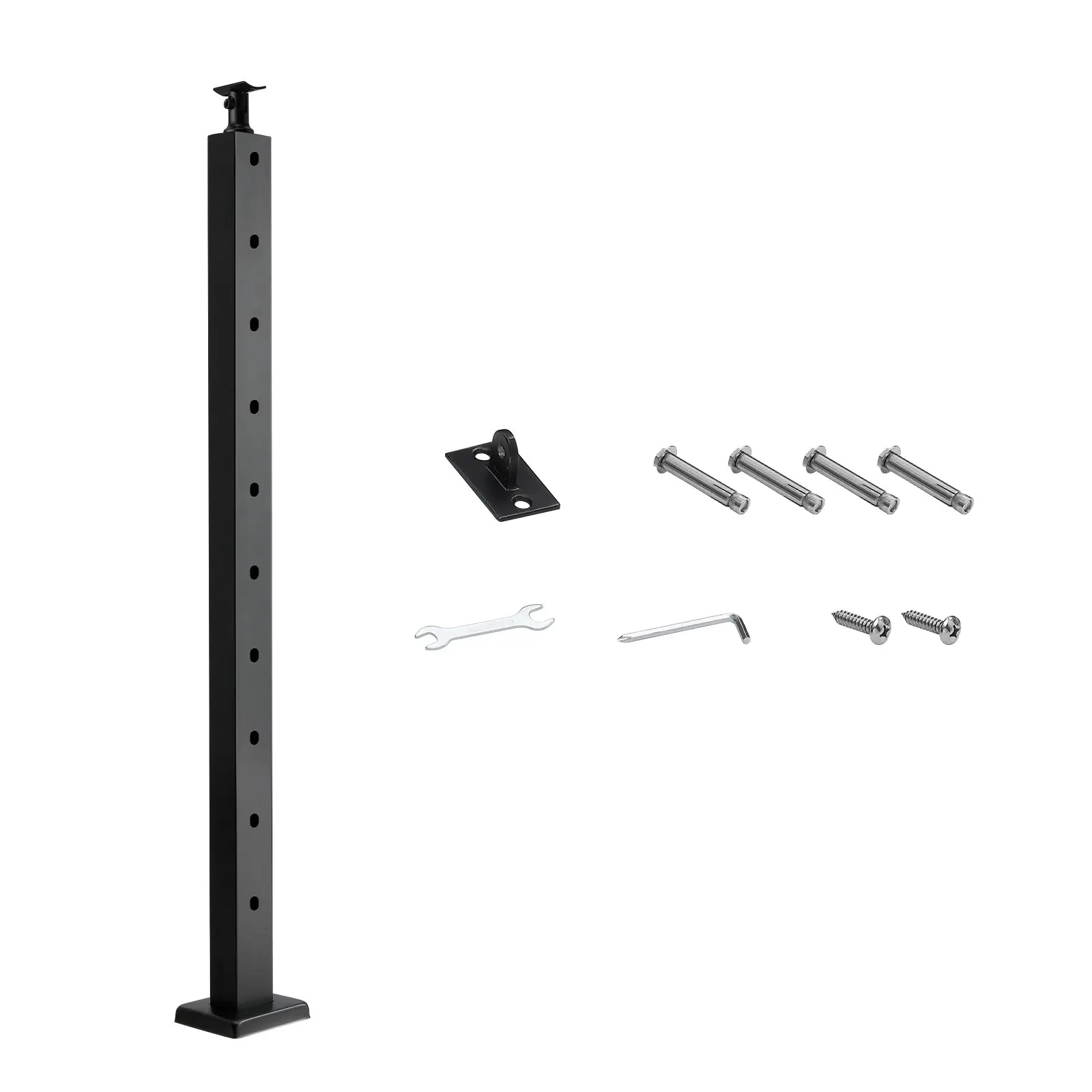 SUS304 Stainless Steel Cable Railing Post - 30° Angled Pre-Drilled Holes, Easy-Install Handrail Support, DIY-Friendly Home Improvement Building Supply