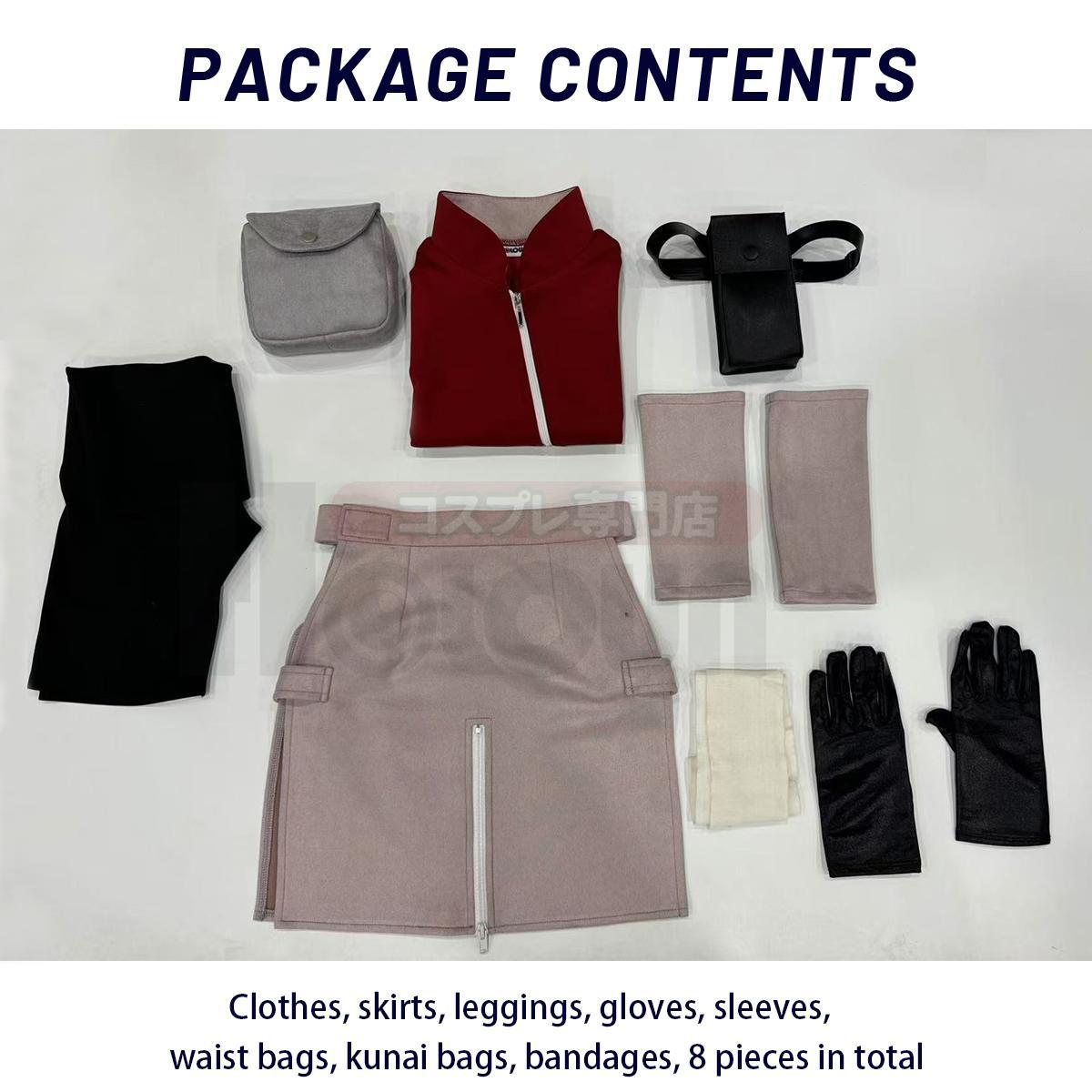 HOLOUN Anime Haruno Sakura Cosplay Costume Top Skirt Shorts Pouch Halloween Thanksgiving Day Christmas Gift