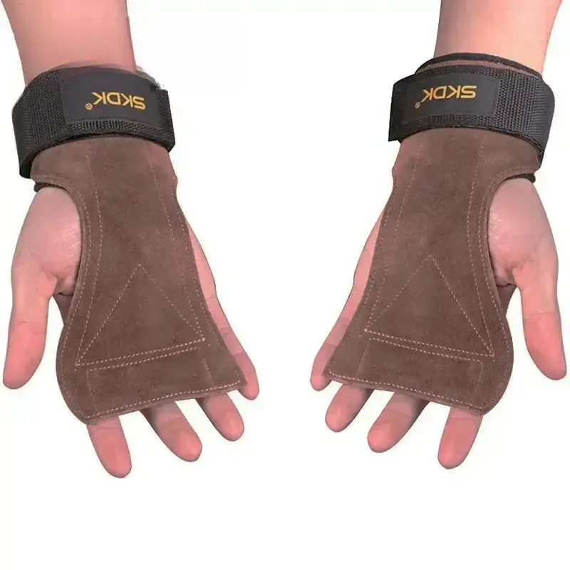 Cowhide Weightlifting Grips Palm Protection with Wrist Wraps, 1 Pair Hand Grips for Gym Workout Training, Wrist Support for Men & Women, Fitness Accessories#GLOBAL PICKS
