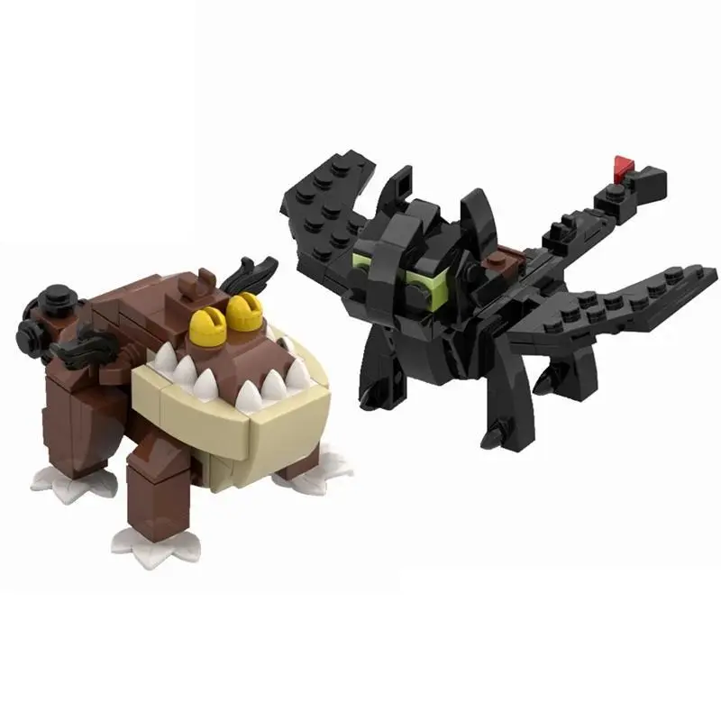 High Quality Eco-Friendly MOC Creative Cute Animals Train Dragon Fury-Gronckle Model Building Blocks, DIY by Yourself Kids Playing Toys for Gifts