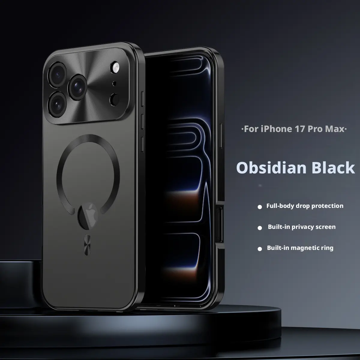 Luxury Aluminum Alloy Magnetic Phone Case with Privacy Filter Screen Protector for iPhone Series, OEM Matching Color Full Enclosure, Anti-Spy HD Double Tempered Glass, Secure Snap Buckle, Exposed Logo Cutout, MagSafe Compatible Shockproof Accessory, Smart