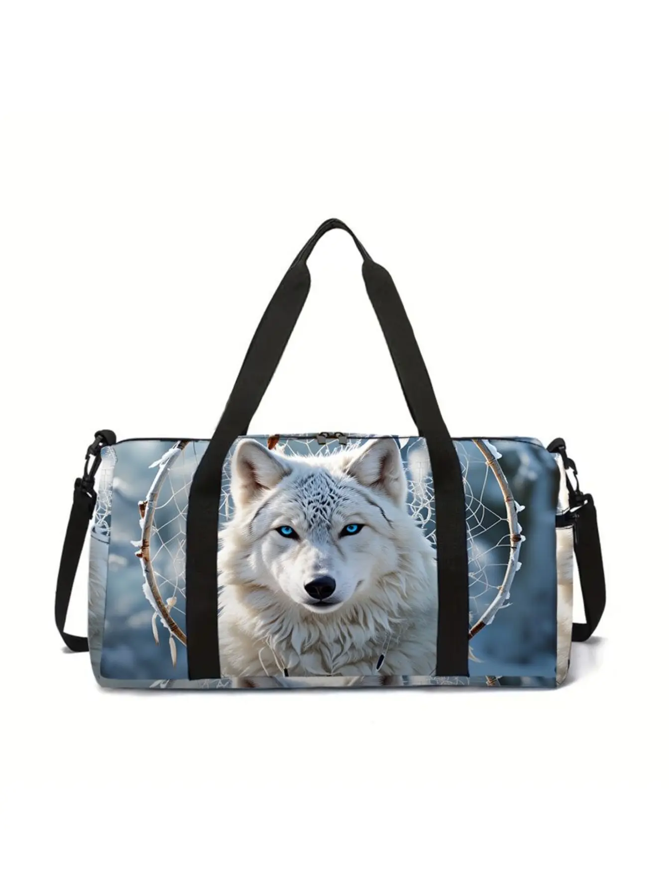 2Stylish wolf 2D print large-capacity Style Duffle Bag with zipper closure, adjustable shoulder strap and top handle. Casual sports travel bag suitable for gym, sports and weekend getaways; an ideal gift for Christmas and Valentine's Day.