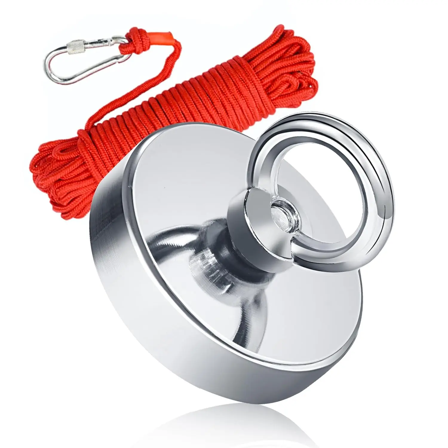 2.36"(60 mm) Fishing Magnet Kit- 500lbs Large Strong Rare Earth Fish Magnets Heavy Duty with 65ft Rope, Super Neodymium High Power Magnet with Handle  Retrieving in Lake, Beach, Lawn(D60 Set) ﻿
