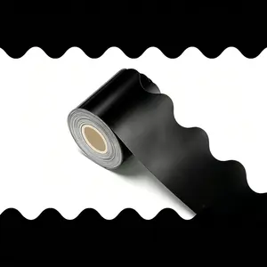 Bulletin Board Borders, Scalloped Borders Trim, Black Classroom Border Panels for School Poster Boards, Wall Holiday Party Decoration