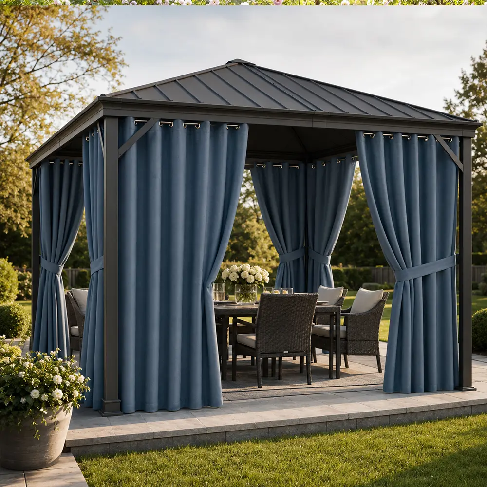 Patio Curtains for Outdoor Living, Elegant Solid Drapes for Gazebo, Pergola & Porch Decoration, Modern Home Curtain Panels