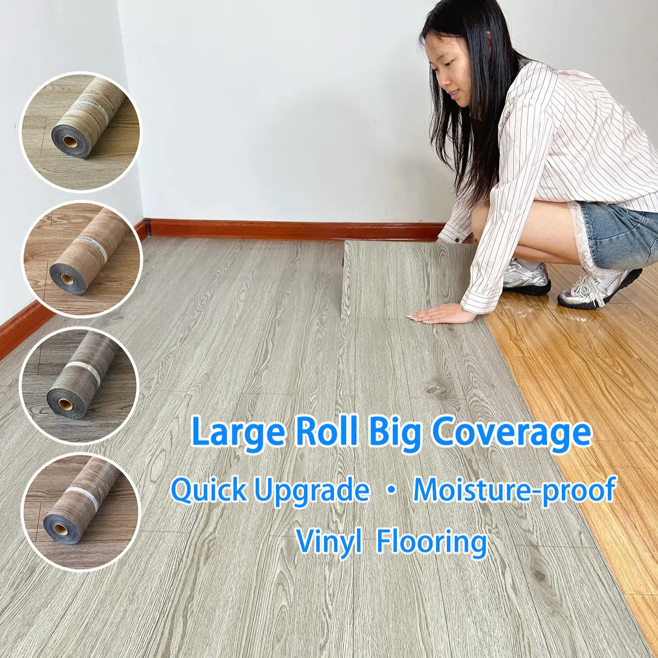 GoldenGrain Modern Weather Resistant Vinyl Flooring Roll, Pvc Material Flooring, & Wallpaper, Modern Flooring | Quick Upgrade Floor Peel And Stick, Wallpaper Peel And Stick | Home Decor for Living Room, Bedroom, Bathroom, Kitchen