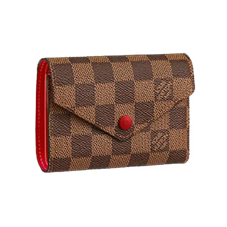 Louis Vuitton Victorine Checkered Canvas and Leather Victoria Wallet for Women in Red, Checkered Men's Wallets