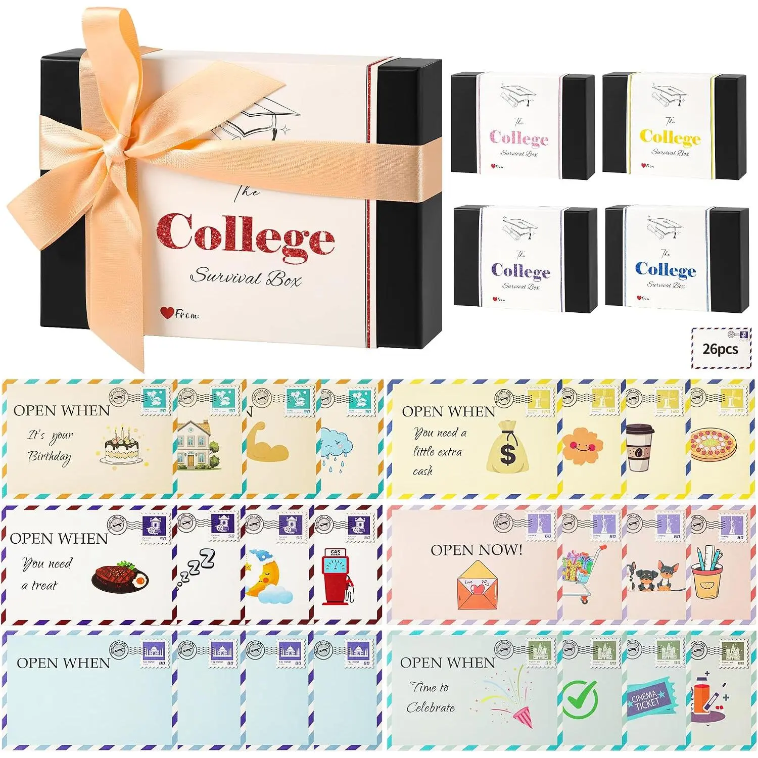 Graduation Gifts 2026-26pcs Open When envelopes,Open When Letters,College   Card Book,College  Card envelopes ,end of Year Student Gifts for her,him,,Son-red
