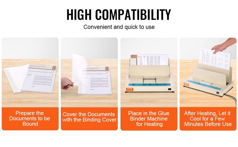 VEVOR Thermal Binding Covers, 10 Pack Thermal Presentation Covers 5/16 inch Spine Holds 2-240 Sheets, PVC Transparent Front Cover and White Back Cover, Letter Size