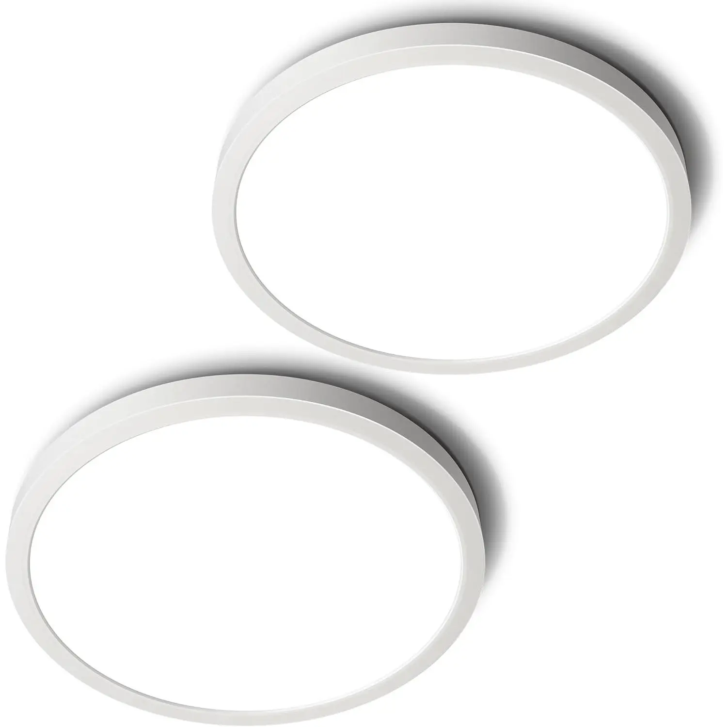 2-Pack LED Flush Mount Ceiling Light Fixture, 5000K Daylight White, 2400LM, 12 Inch 24W 240W Equiv. Round Flat Ceiling Lamp, Non-Dimmable