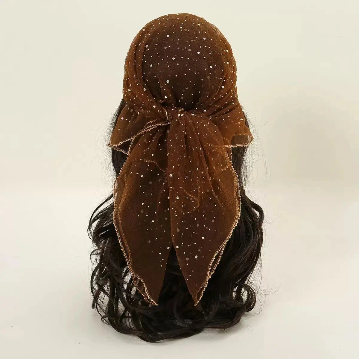 Women's Glitter Sparkle Scarf Elegant Fashion Head Wrap, Trendy Shimmer Turban Hair Scarf for Women, Soft Lightweight Versatile Neck & Hair Accessory, Chic Casual Daily Wear Scarf, Birthday Gift and Party Outfit Styling