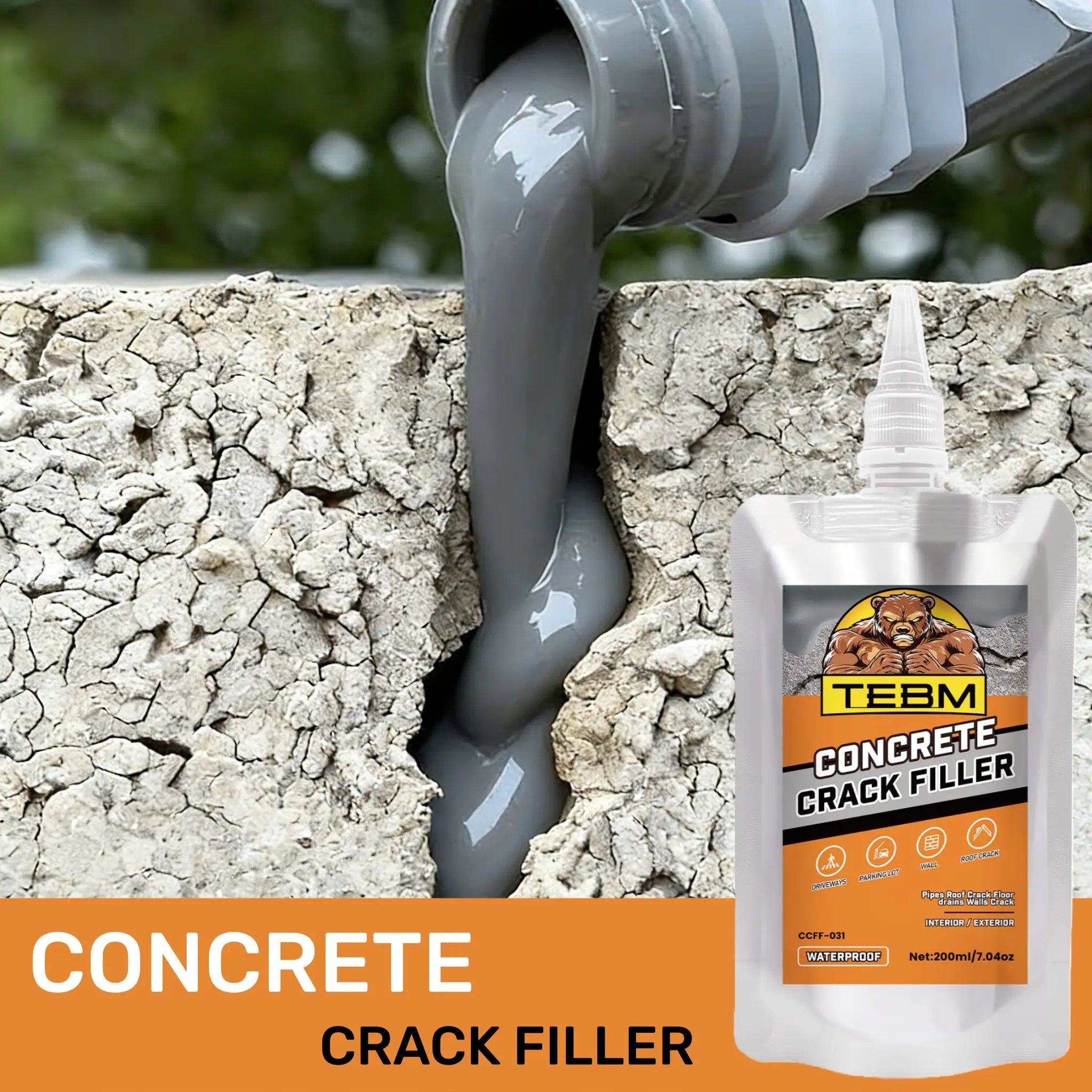 Concrete Joint Filler, Crack Repair Agent, Waterproof Sealer, Wall Sealant, Roof Protection, Ground Gap Fill, Garden Pothole Repair, High Quality PE, Waterproofing Agent, Long Lasting Bond, Waterproof Self Seal, Wall Repair Paste