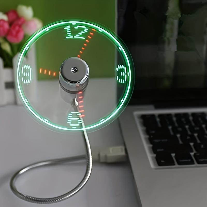 Portable USB LED Clock Fan with Time Display, 4-5 Hour Timer, Compact Metal Design, Green & Red LED Display, No Battery Needed, Silvery White Electronic Portable USB LED Clock Fan with Time Display, 4-5 Hour Timer, Compact Metal Design, Green & Red LED Display, No Battery Needed, Silvery White Electronic