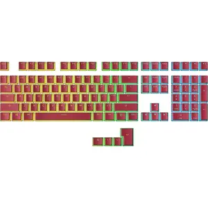 Pudding PBT Keycaps | 112 Double Shot Translucent ANSI  & ISO Layout | OEM Profile for RGB Mechanical Gaming Keyboard (Viva Magenta Color of The Year)