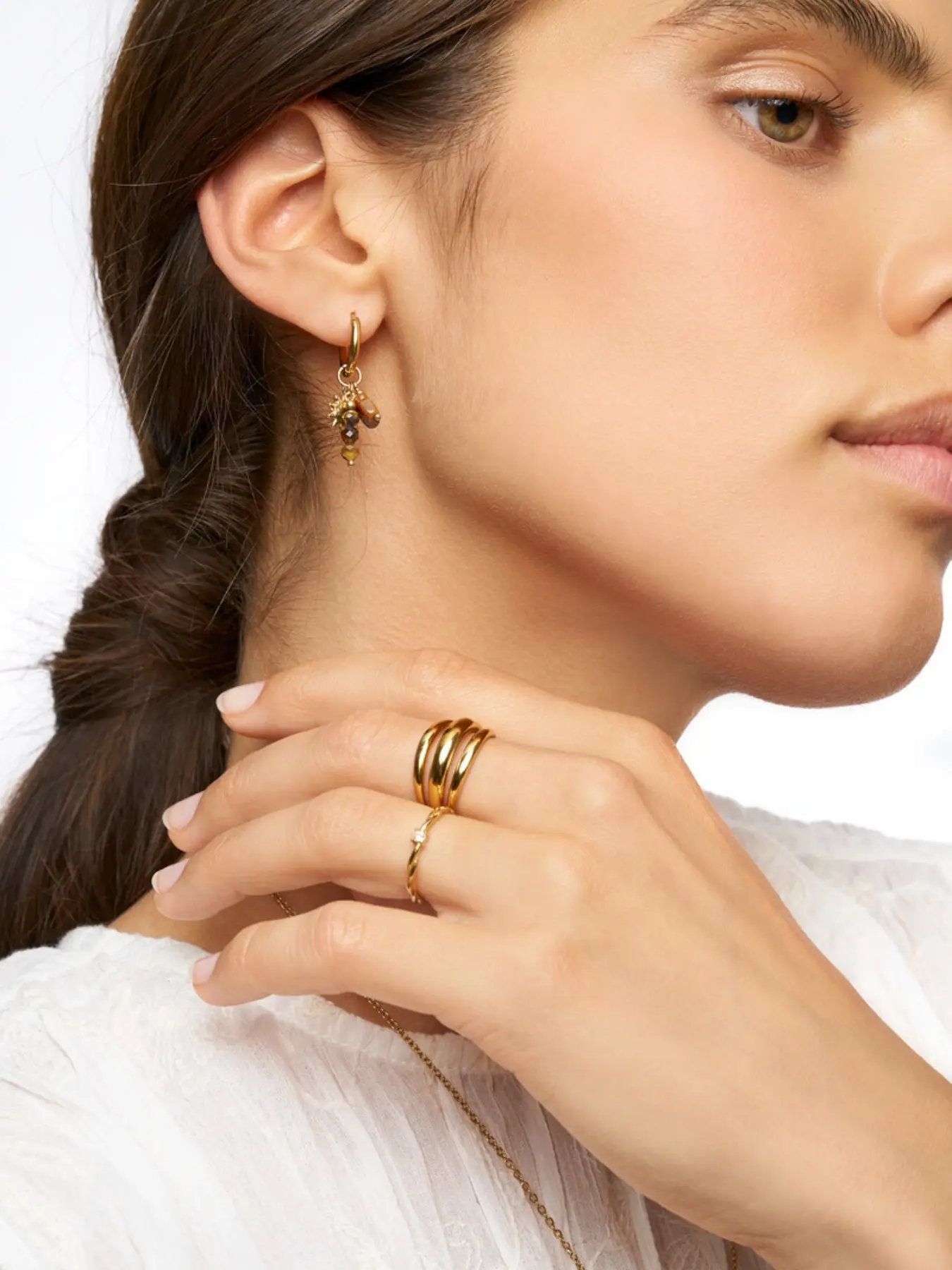 Women's Tiger Eye Star Moon Drop Earrings, Stainless Steel Hypoallergenic, Elegant Geometric Design, All Seasons Fashion Jewelry Gift