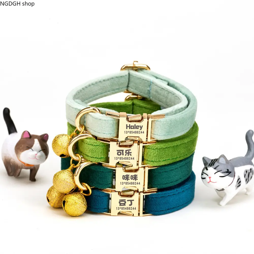 Luxury Purple Velvet Cat Collar with Gold Bell, Soft Breakaway Kitten Safety Buckle, Adjustable Lightweight Pet Necklace, Elegant Small Dog Puppy Accessory, Perfect Daily Wear, Holiday Gift & Cute Photo Props.