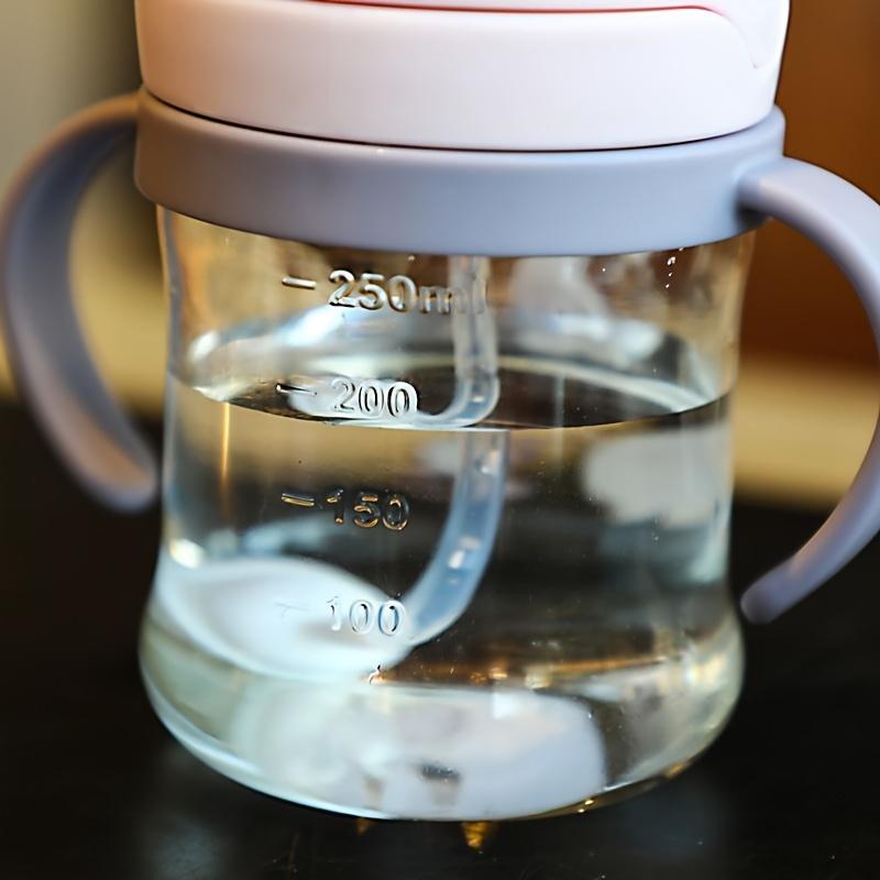 Cute cartoon water bottle with tube, Magic Baby Bottle, graduated sippy cup, 250ml（8.45oz）