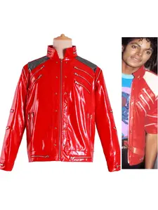 Men's and Women's Role-Playing Cosplay Jacket, Michael Jackson Imitator Zipper Style Leather Coat, Casual Outerwear for All Seasons