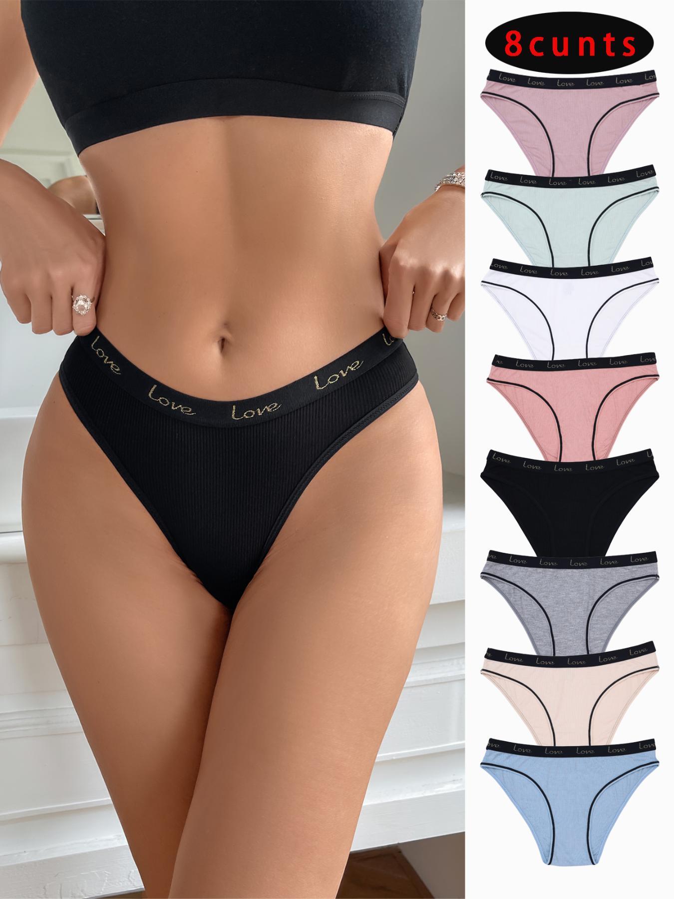 Women's Letter Print Contrast Binding Panty, Regular Fit Lady Soft Comfy Pastel Breathable Knicker for Daily Wear, Women's Comfort Underwear for Fall, Womenswear Panties