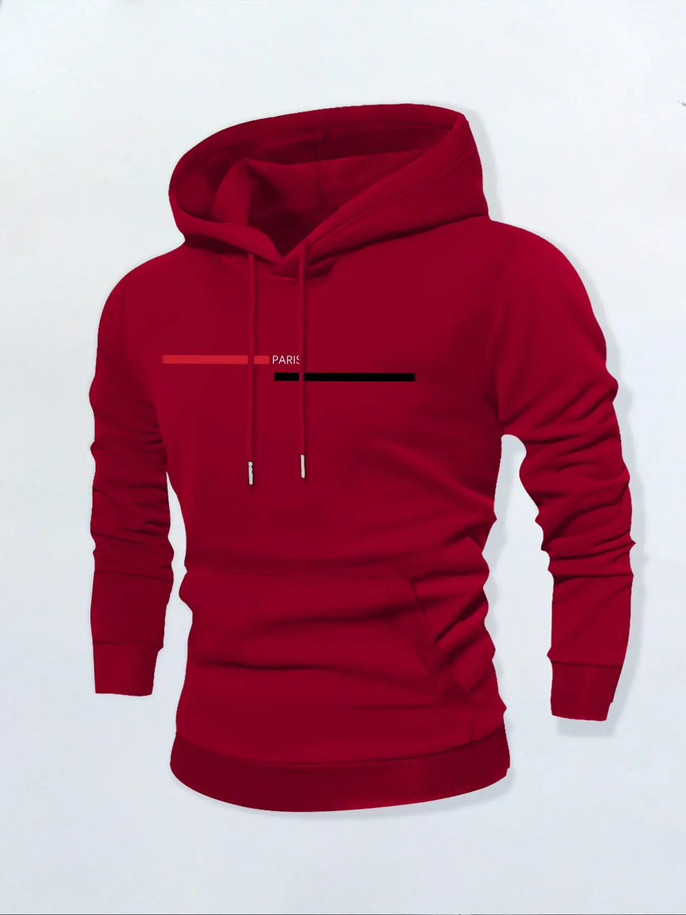 Men's Paris Print Hoodie, Fall Winter Essential, Soft Lined Warm Sweatshirt, Casual Hooded Sweatshirts, Casual Loose Fit, Perfect for Leisure Sports