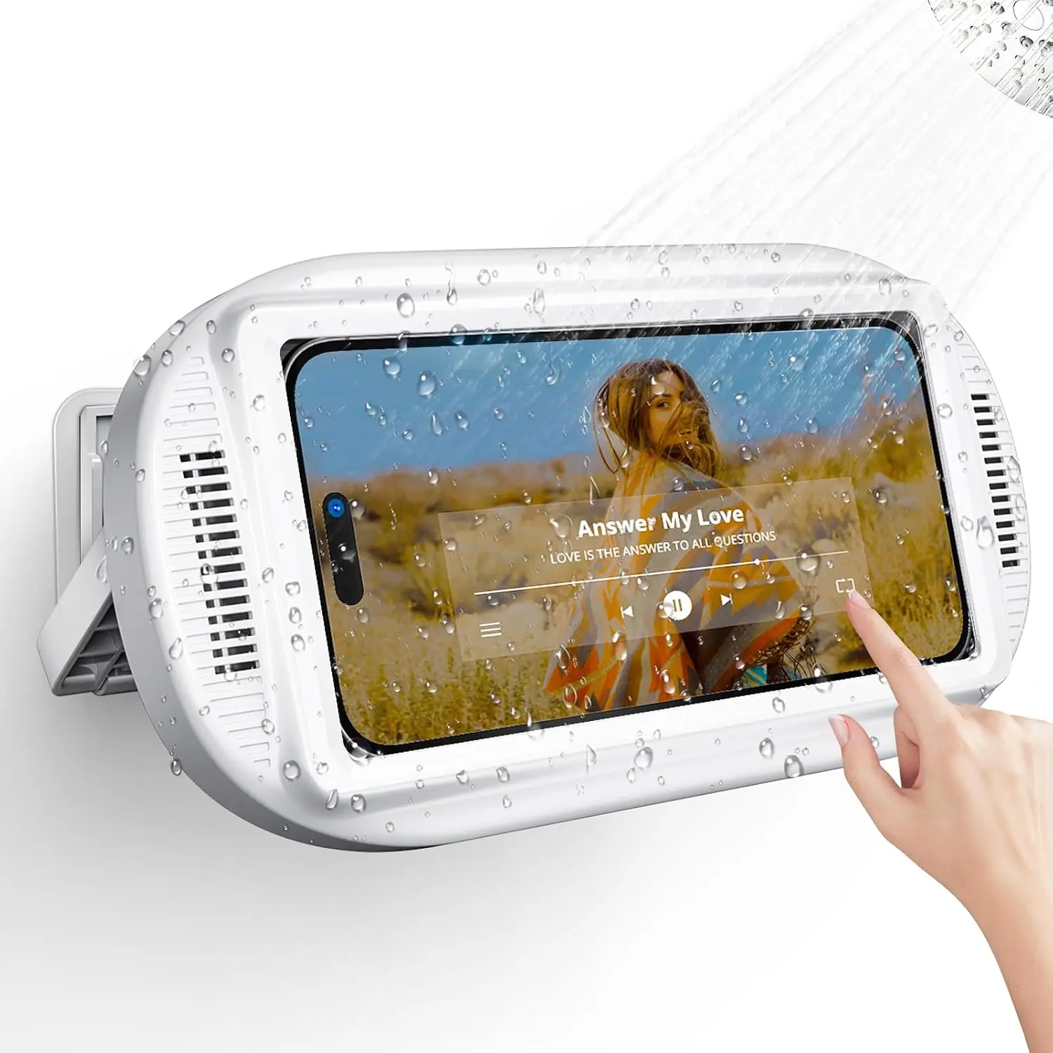 3rd GEN Shower Phone Holder ,  for 4-7 inch Phones |  Sound,  & Anti-Fog Phone Holder for Shower,   Screen, Retractable 480° Adjustable, Easy Install