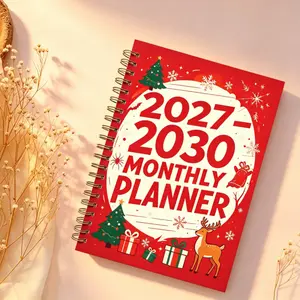 2027-2030 Monthly Planner/Calendar - January 2027 to December 2030, 4-Year Monthly Planner Schedule Book, Christmas-Themed Cover Design Notebook, Yearly Calendar Planning, Monthly Tabs, 48-Month Calendar, 5.5 x 8.3 Inches Thick Paper, Elastic Cover, Durab