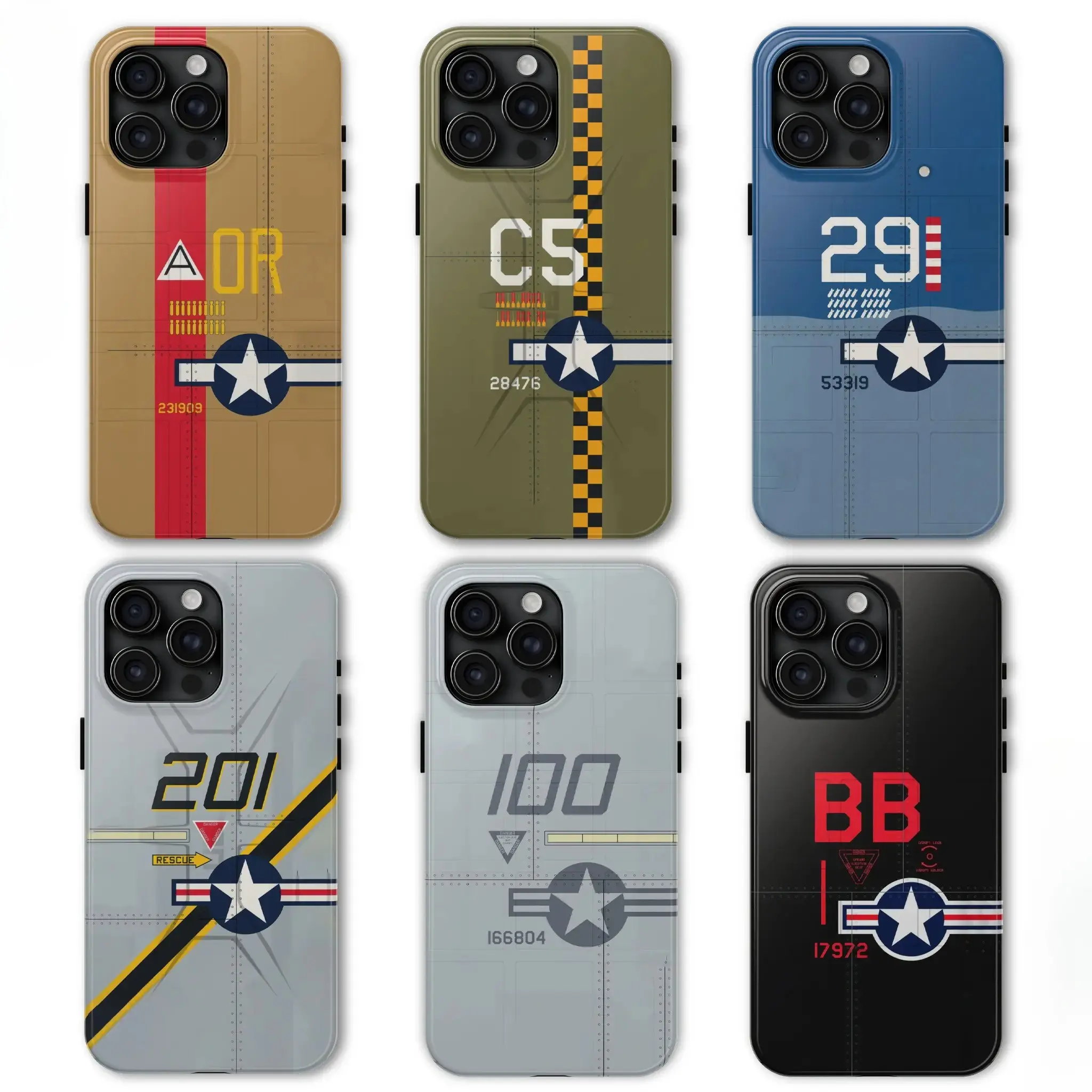 Fairchild phone case - US Air Force aircraft insignia, tail number, and badge metal plate design, suitable for iPhone 11–17 Pro Max/Plus series and Samsung Galaxy S23–S25 series.