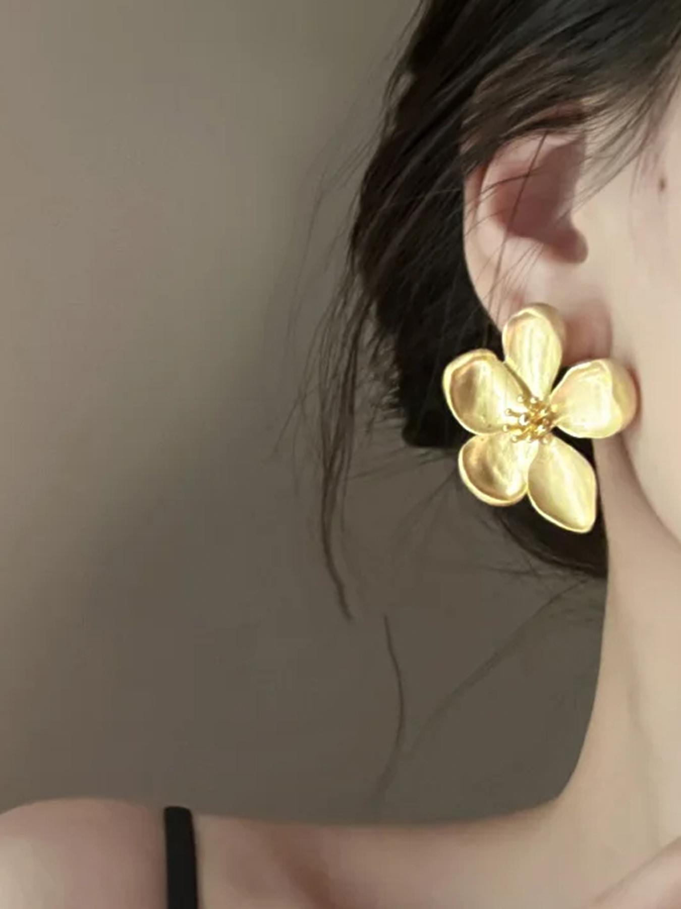 Vintage Flower Design Stud Earrings, High Quality Earrings, Fashionable Jewelry for Women, Daily Clothing Decor, Trendy All-match & Exquisite Jewelry for Birthday Gift