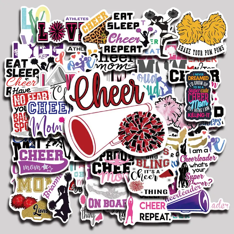 50PCS Cheerleader Aesthetic Vinyl Stickers Pack for Laptop Water Bottle Phone Case Skateboard Journal Scrapbook DIY Decoration